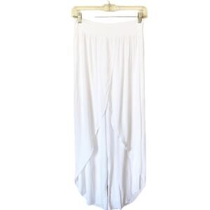 BOHO Pants T.Zovich Relaxed Wrap Slit Boho Beach Vacation High Rise White Small
